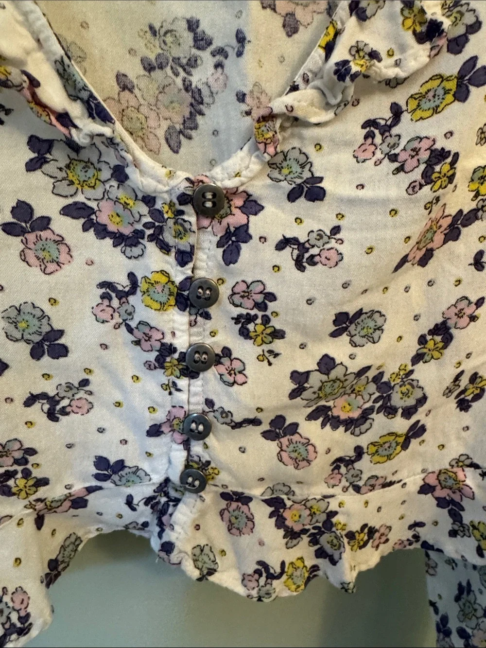 Free People Pastel Floral Ruffle Crop Top